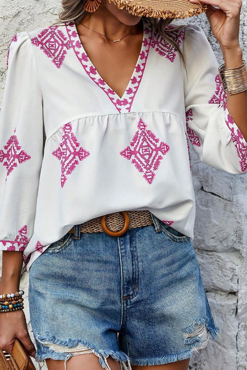 TBG Printed Three-Quarter Sleeve Top