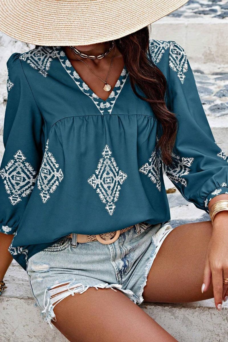 TBG Printed Three-Quarter Sleeve Top