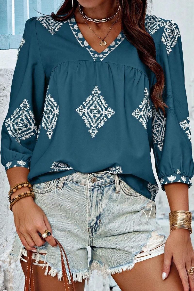 TBG Printed Three-Quarter Sleeve Top