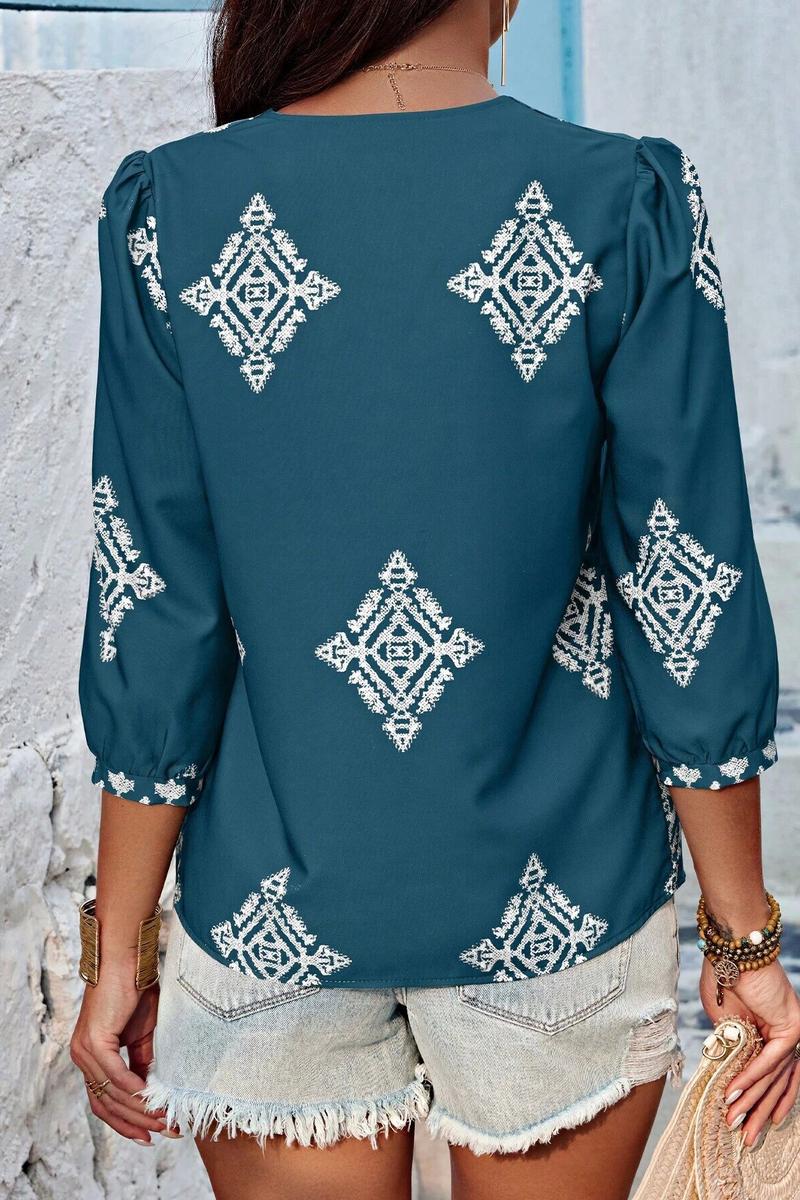 TBG Printed Three-Quarter Sleeve Top