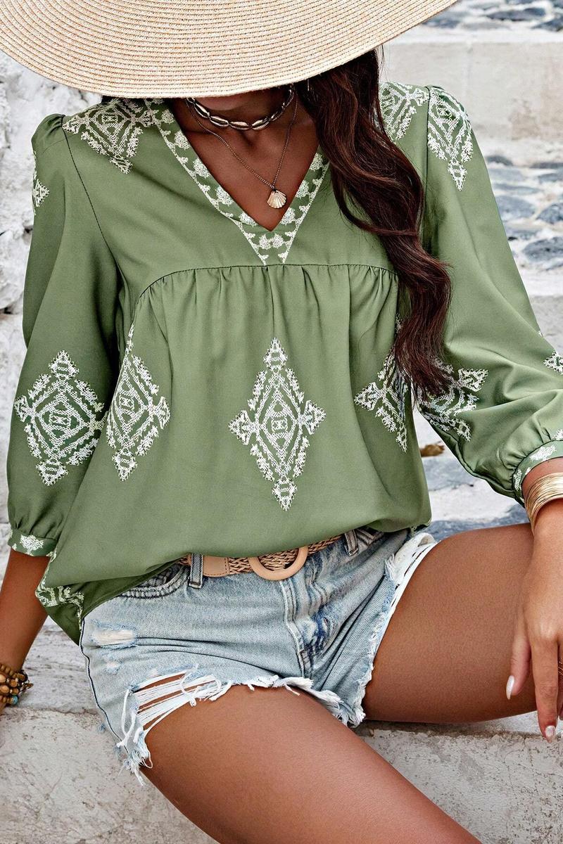 TBG Printed Three-Quarter Sleeve Top