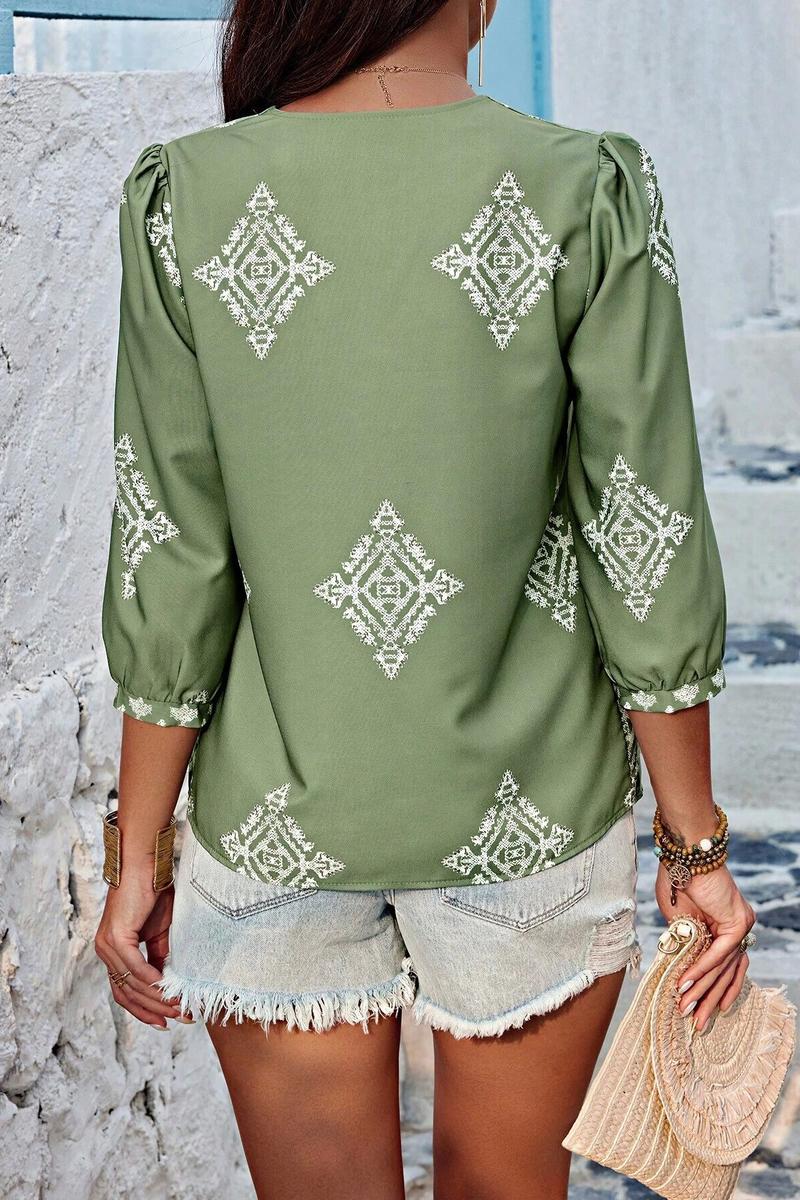 TBG Printed Three-Quarter Sleeve Top