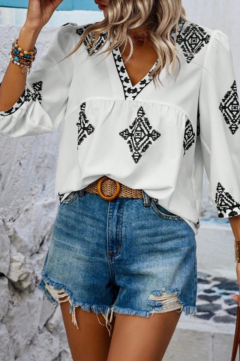 TBG Printed Three-Quarter Sleeve Top