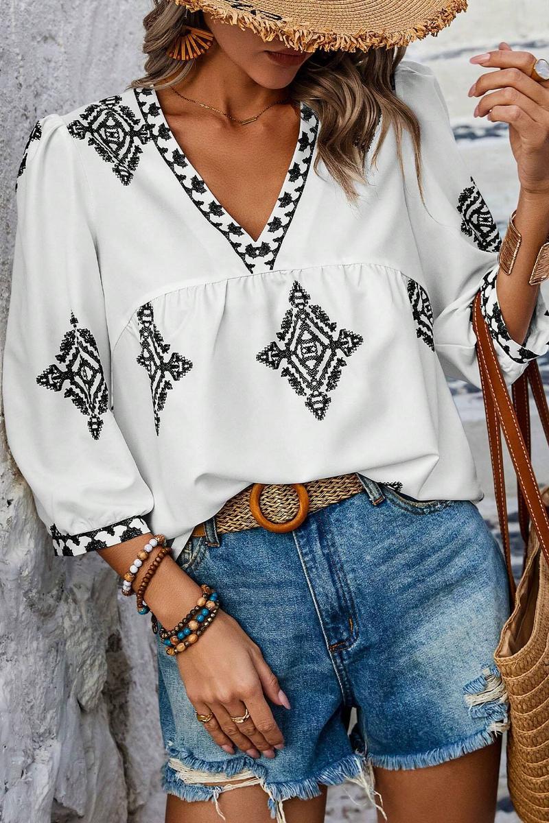 TBG Printed Three-Quarter Sleeve Top