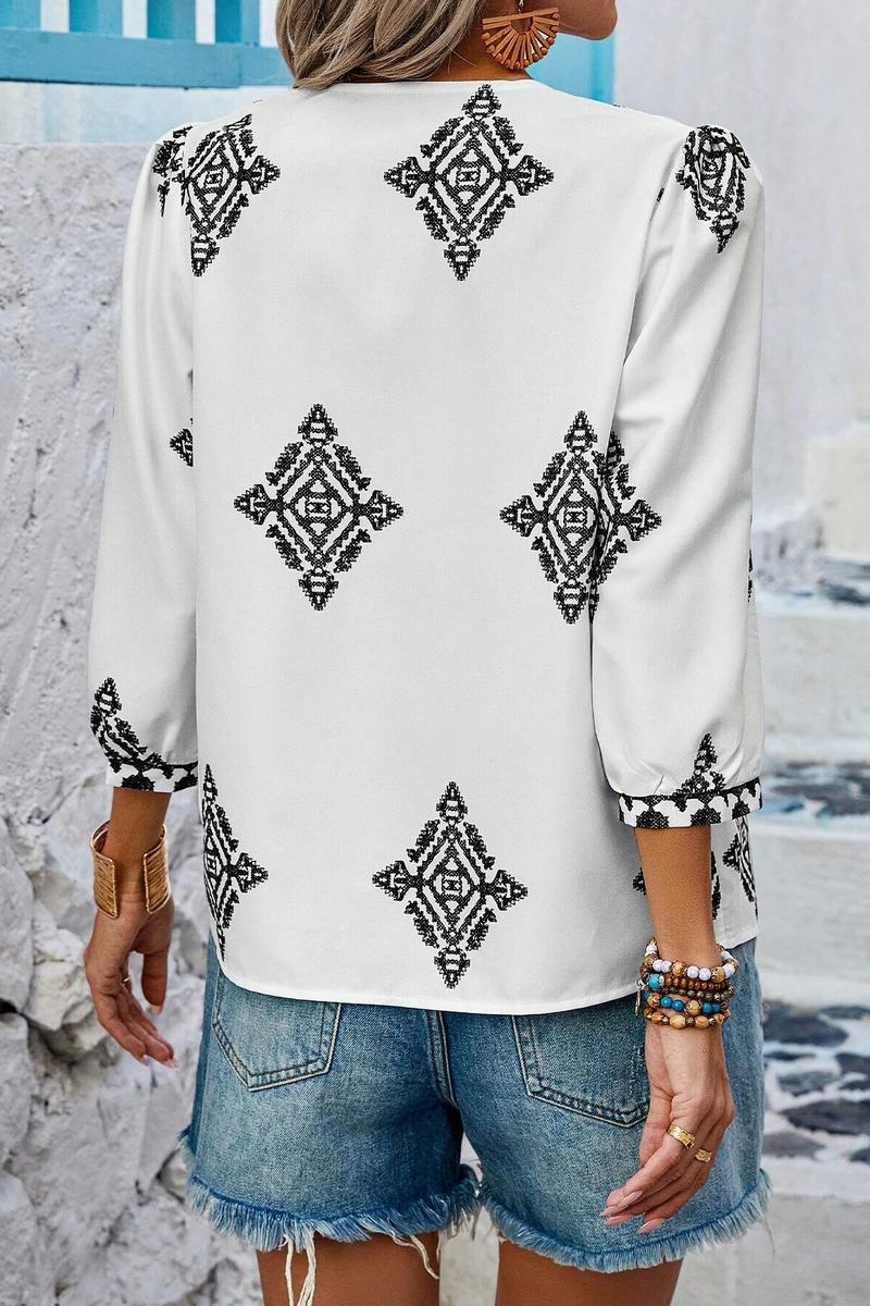 TBG Printed Three-Quarter Sleeve Top