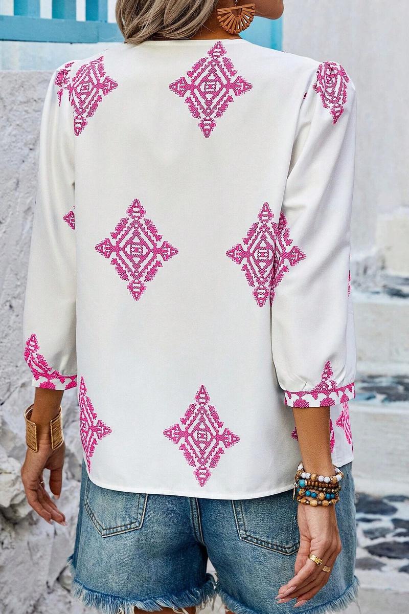 TBG Printed Three-Quarter Sleeve Top