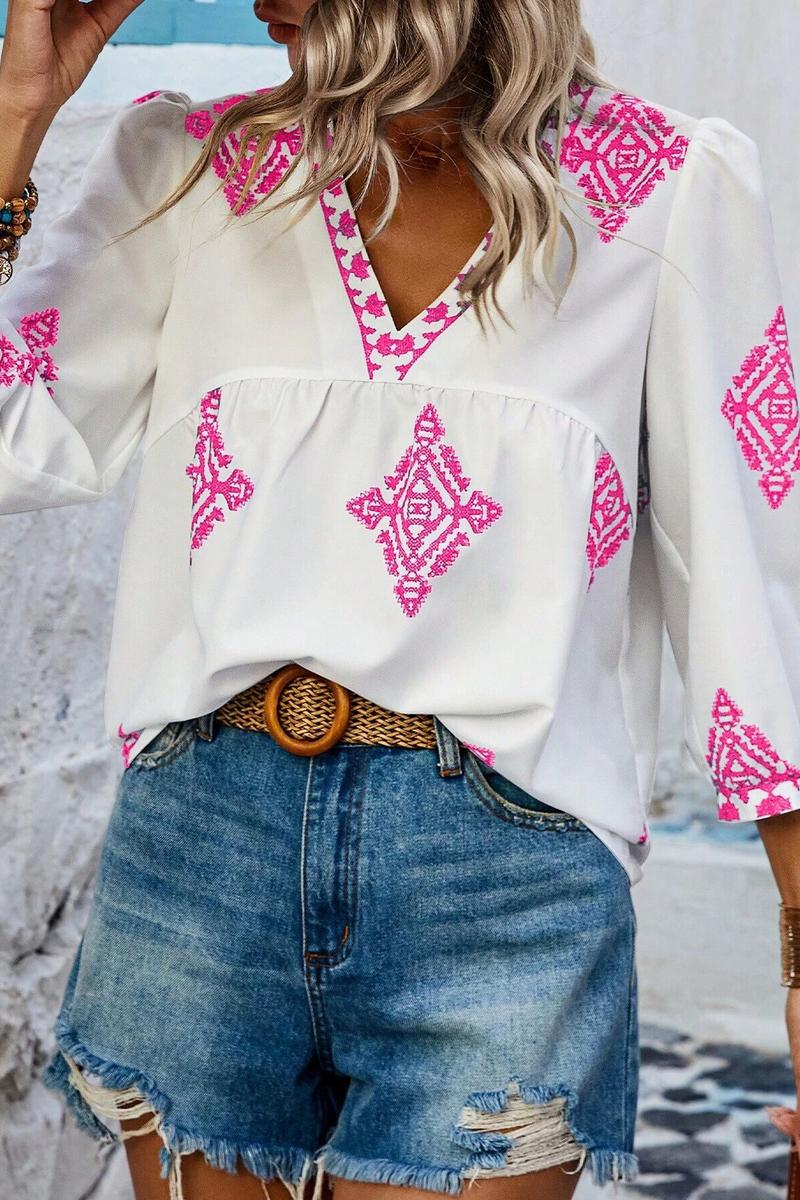 TBG Printed Three-Quarter Sleeve Top