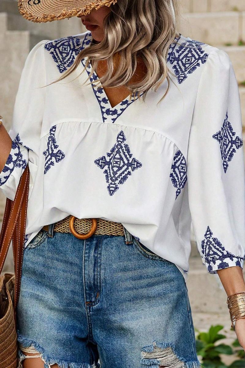 TBG Printed Three-Quarter Sleeve Top