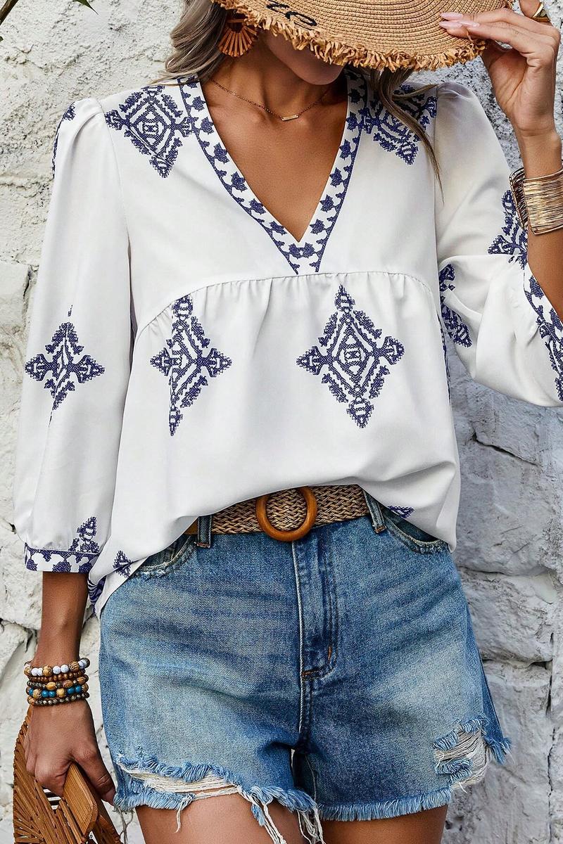 TBG Printed Three-Quarter Sleeve Top