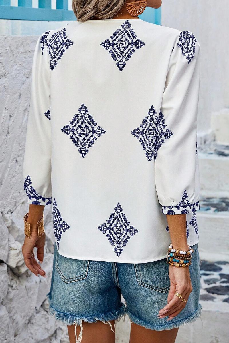 TBG Printed Three-Quarter Sleeve Top