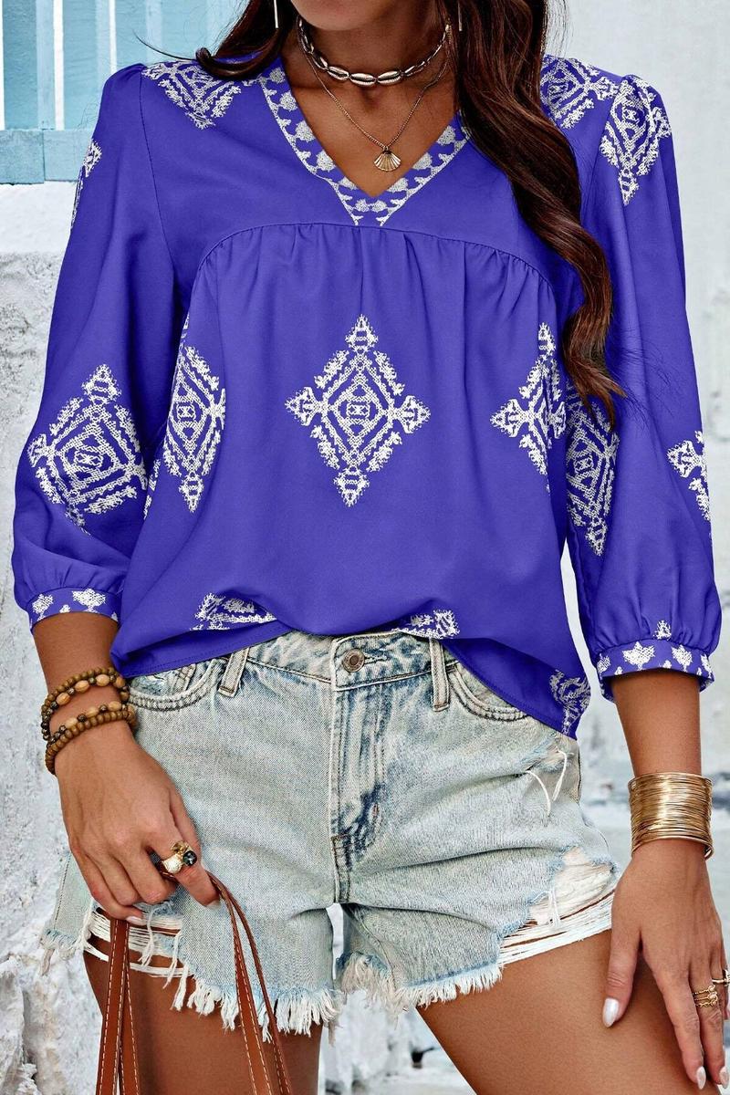 TBG Printed Three-Quarter Sleeve Top