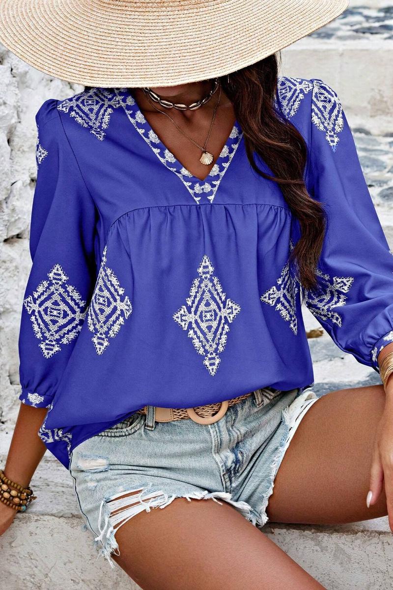 TBG Printed Three-Quarter Sleeve Top