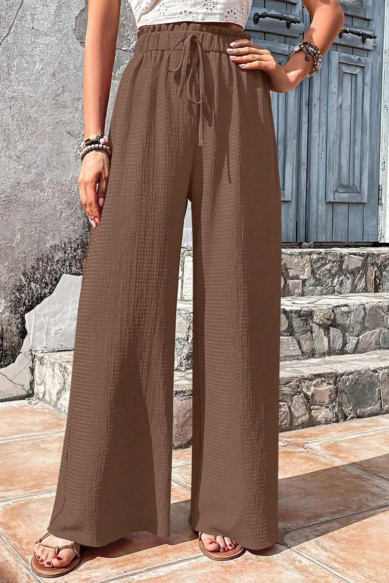 TBG Stylish Bubble Checkered Wide-Leg Pants