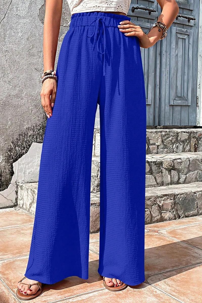 TBG Stylish Bubble Checkered Wide-Leg Pants