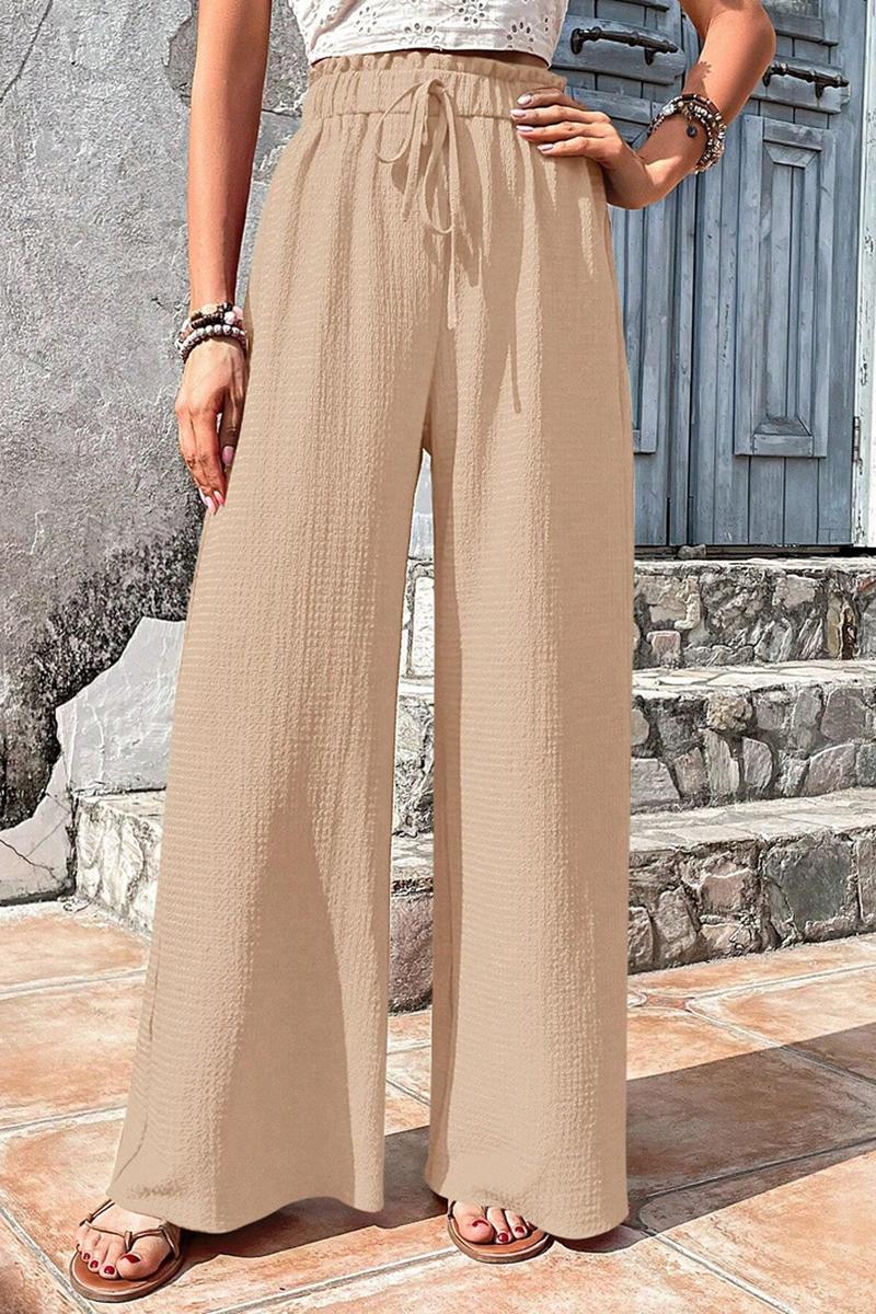 TBG Stylish Bubble Checkered Wide-Leg Pants