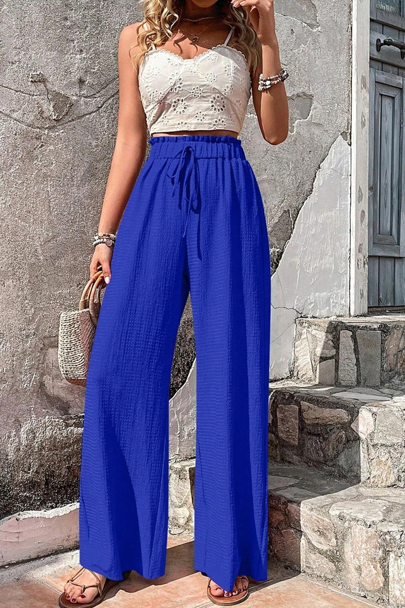 TBG Stylish Bubble Checkered Wide-Leg Pants