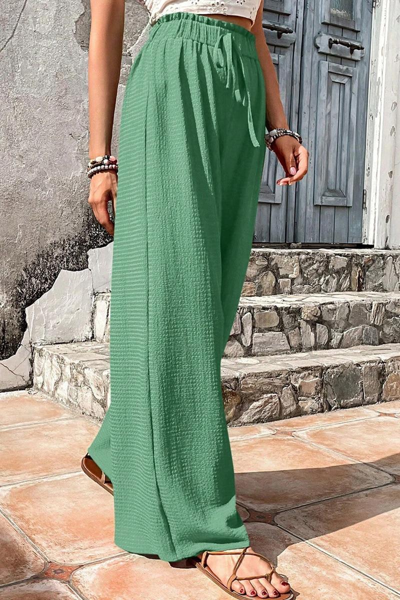 TBG Stylish Bubble Checkered Wide-Leg Pants