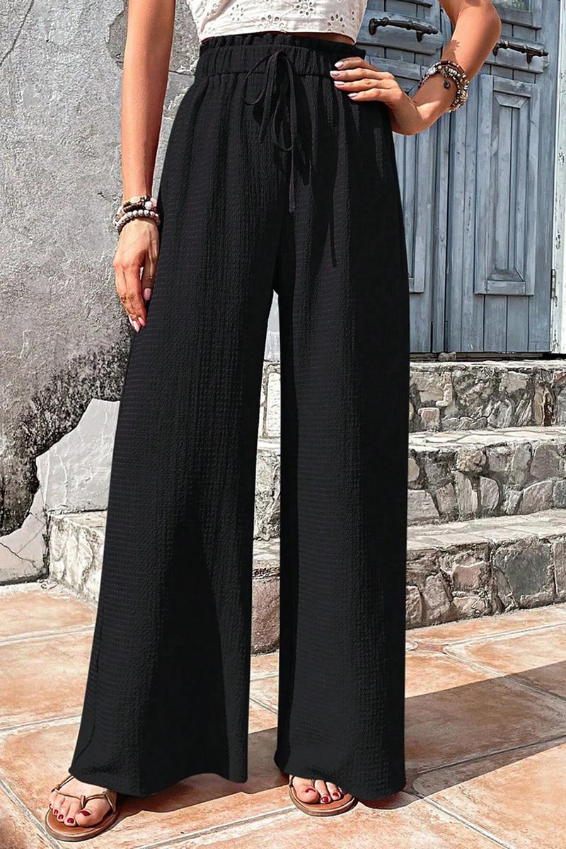 TBG Stylish Bubble Checkered Wide-Leg Pants