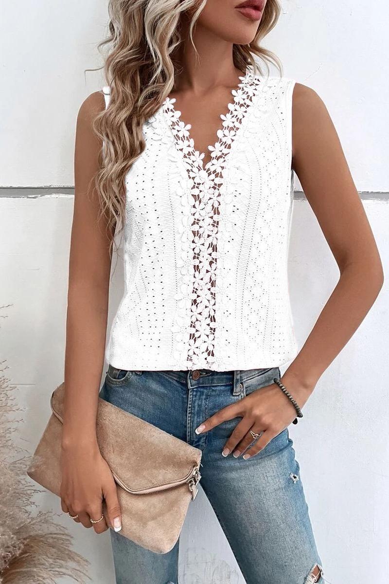 TBG V-Neck Lace-Trimmed Sleeveless Top