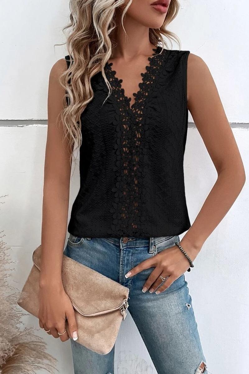 TBG V-Neck Lace-Trimmed Sleeveless Top