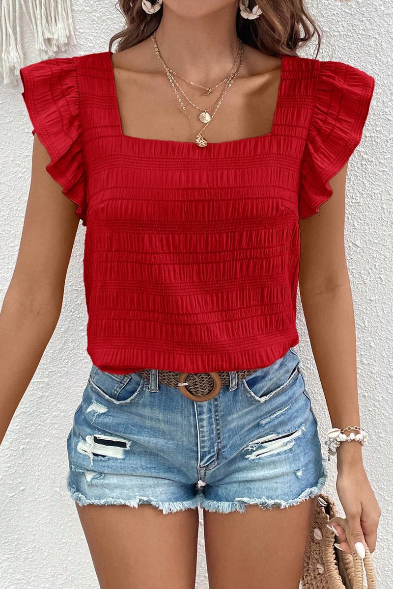 TBG Square Neck Flutter Sleeve Top