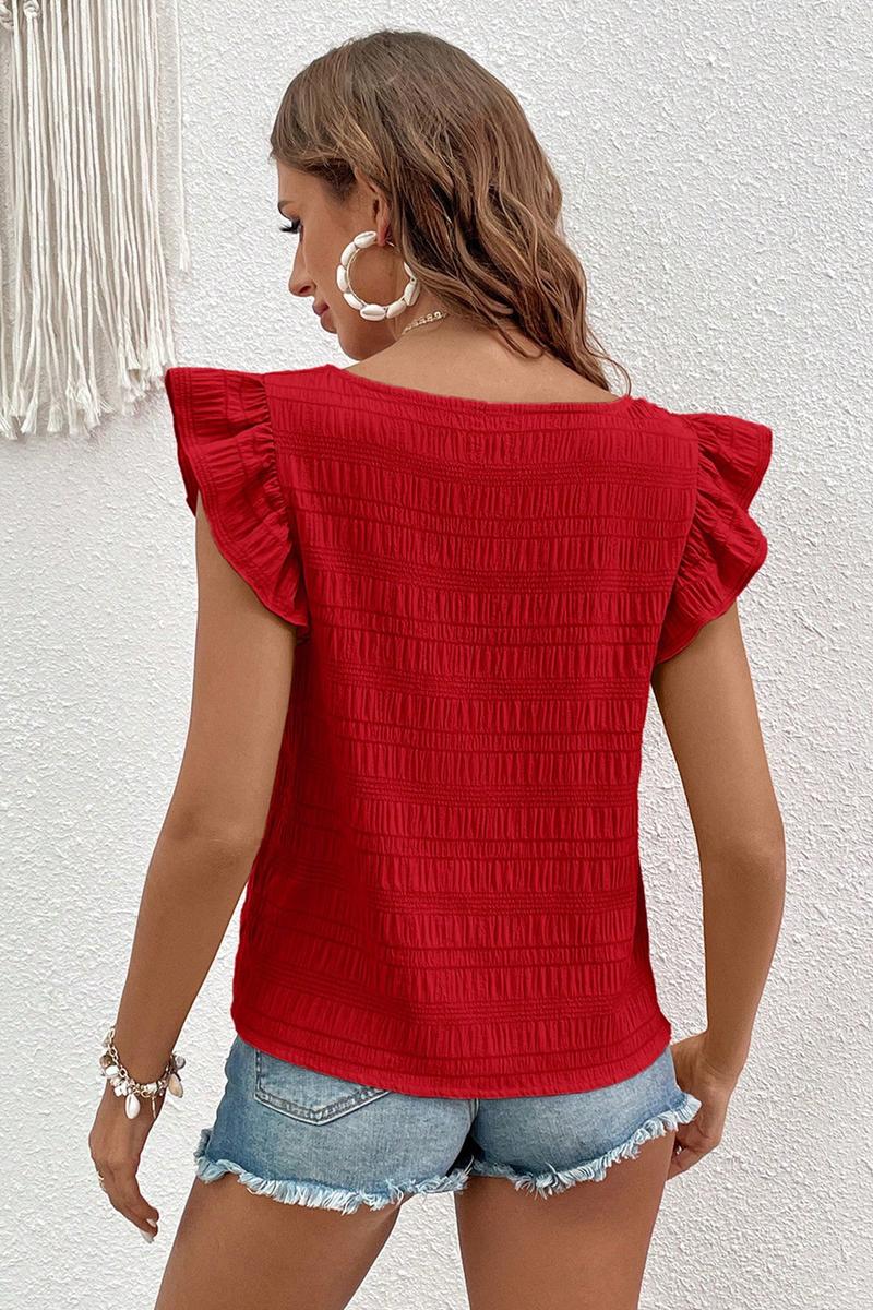 TBG Square Neck Flutter Sleeve Top