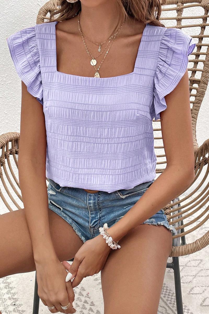 TBG Square Neck Flutter Sleeve Top