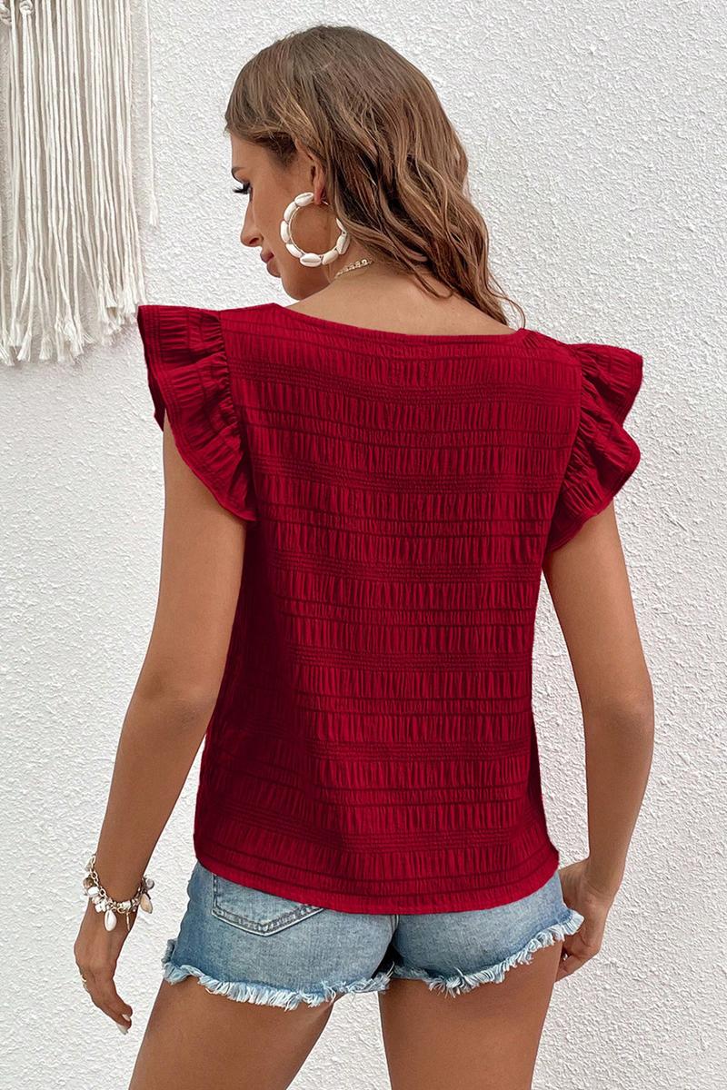 TBG Square Neck Flutter Sleeve Top