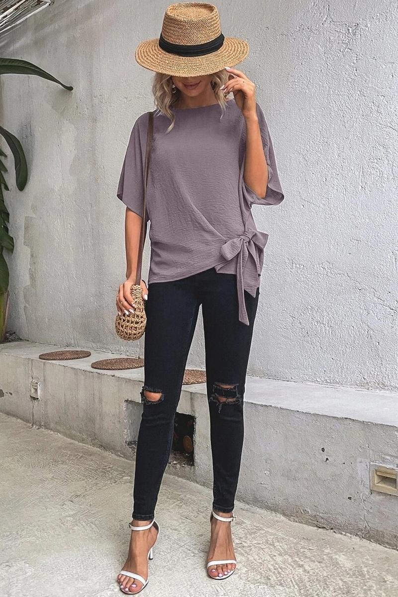 TBG Batwing Sleeve Knotted Top