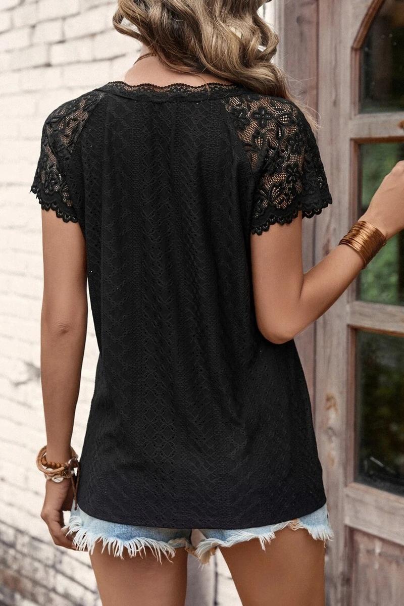 TBG Lace Trimmed V-Neck Top