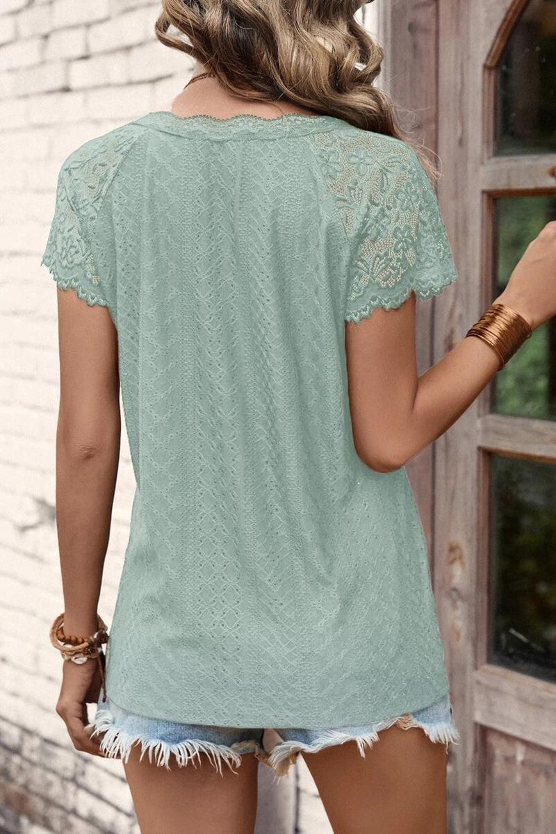 TBG Lace Trimmed V-Neck Top