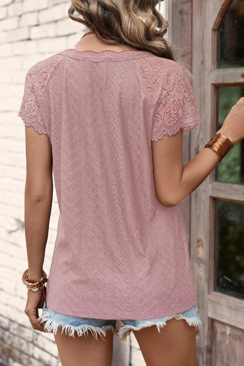 TBG Lace Trimmed V-Neck Top