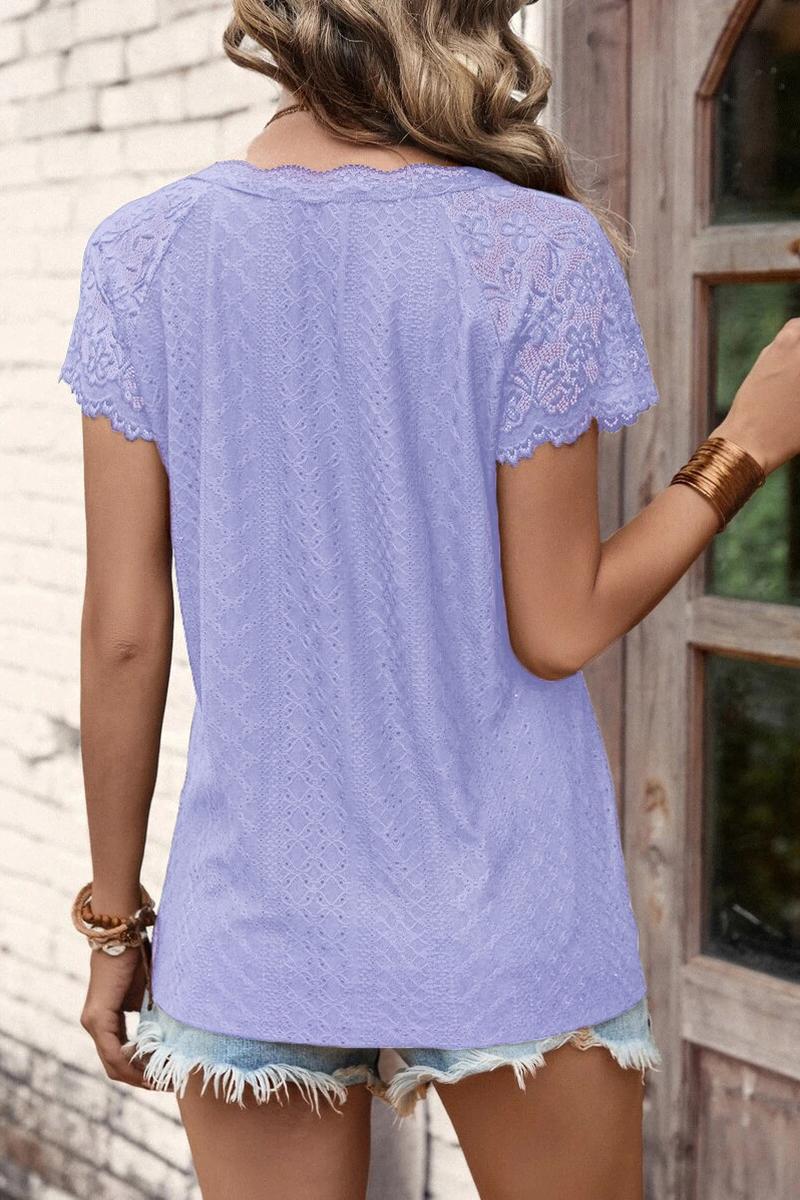 TBG Lace Trimmed V-Neck Top