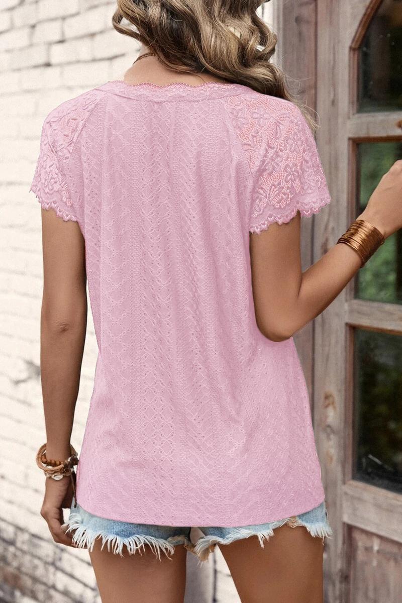 TBG Lace Trimmed V-Neck Top