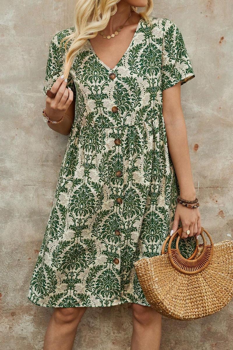 TBG Floral Print V-Neck Dress