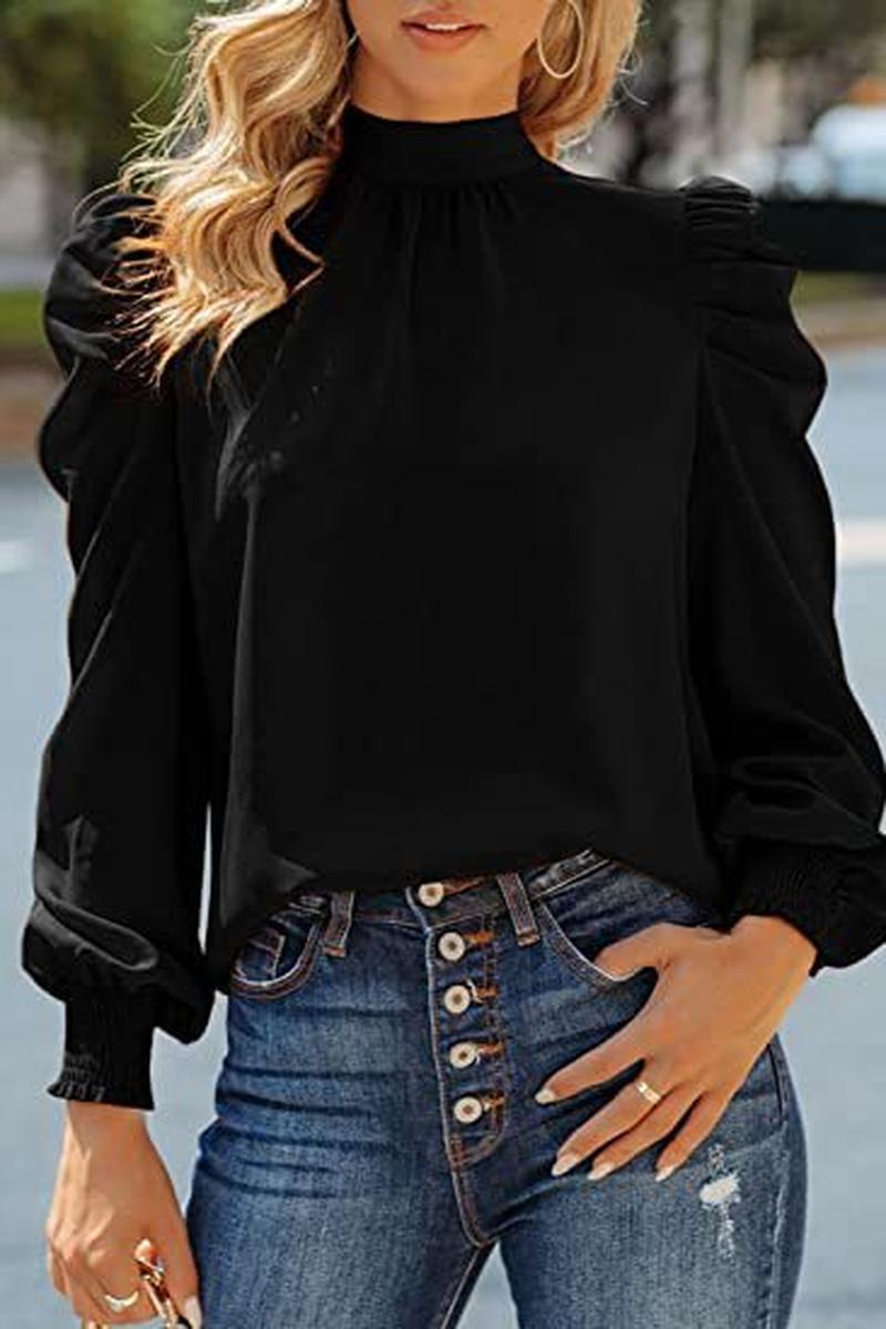 TBG Puff Sleeve High Neck Blouse