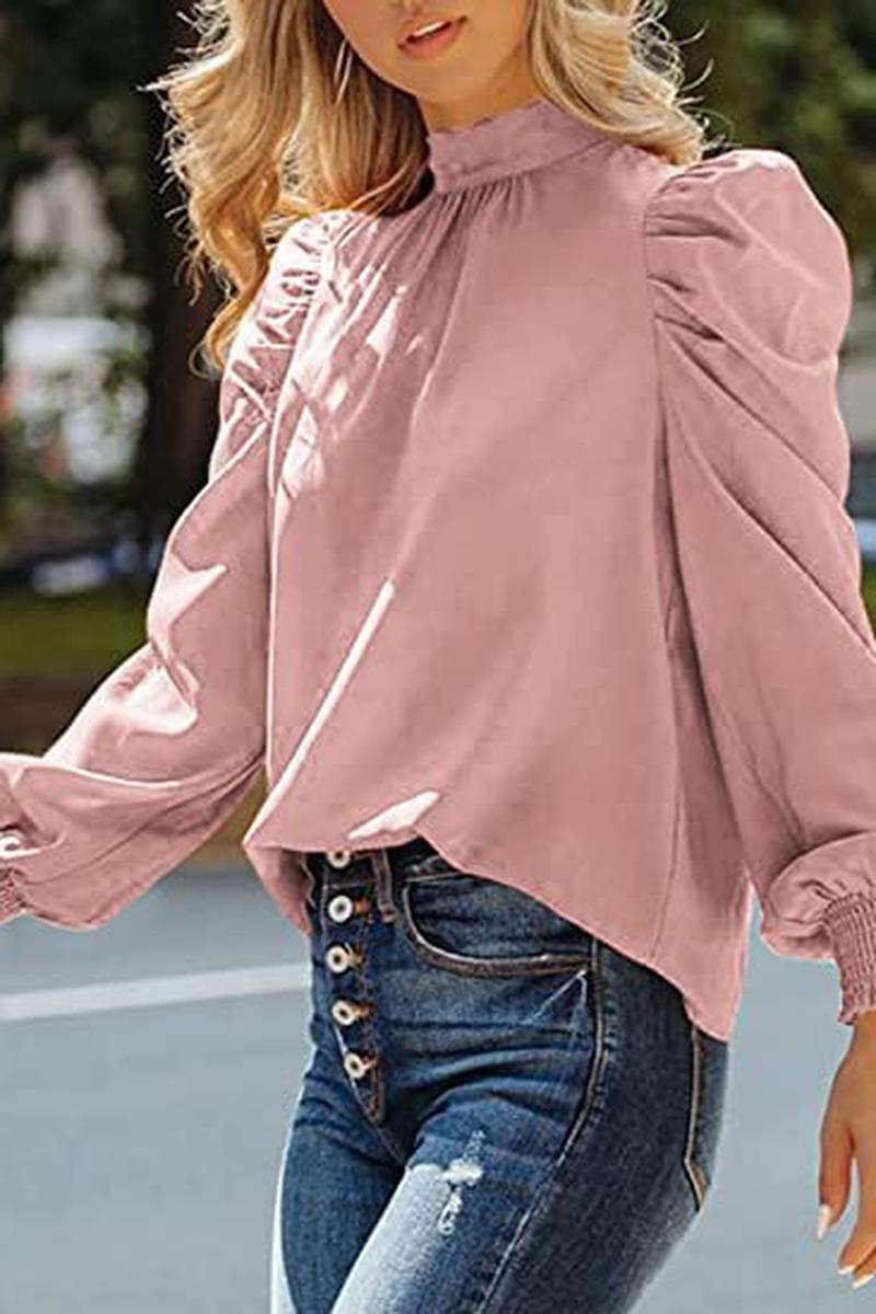 TBG Puff Sleeve High Neck Blouse