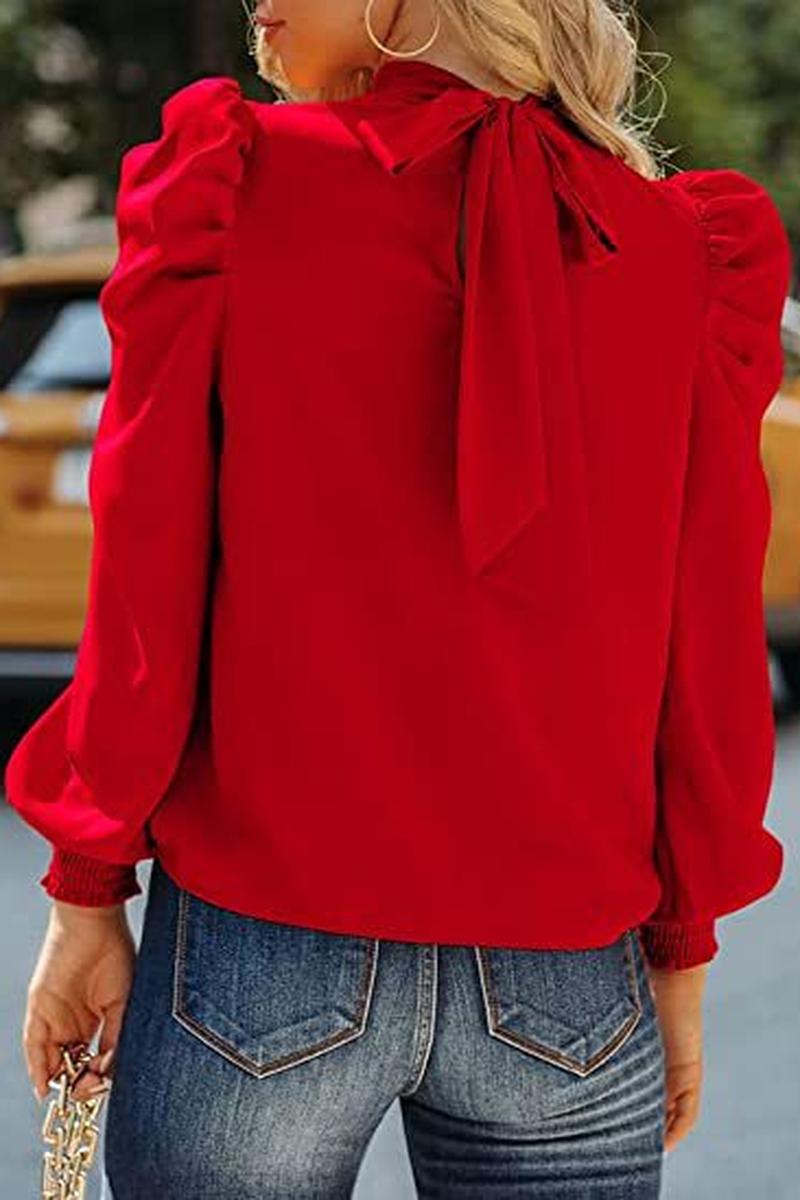 TBG Puff Sleeve High Neck Blouse