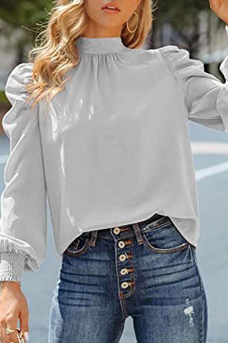 TBG Puff Sleeve High Neck Blouse