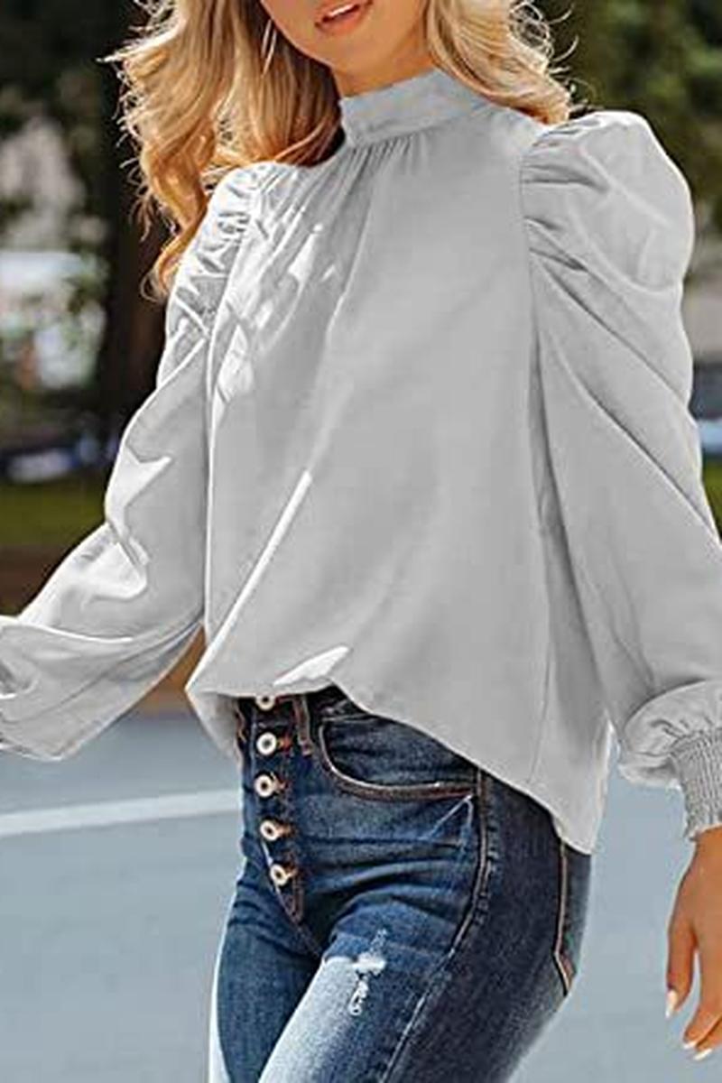 TBG Puff Sleeve High Neck Blouse