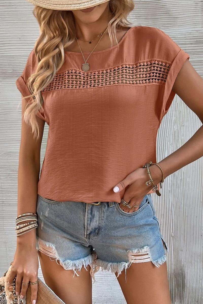 TBG Lace-Hem Short Sleeve Top