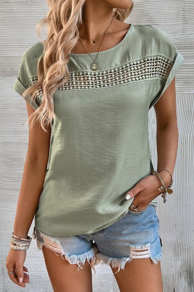 TBG Lace-Hem Short Sleeve Top