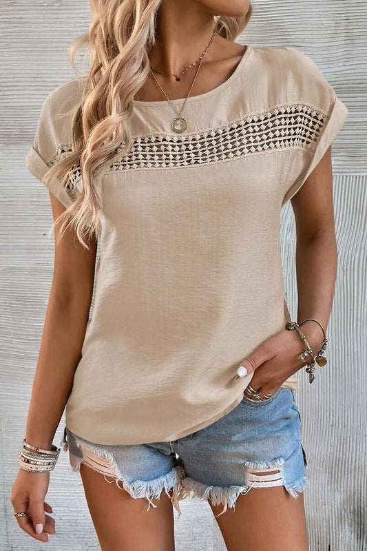 TBG Lace-Hem Short Sleeve Top