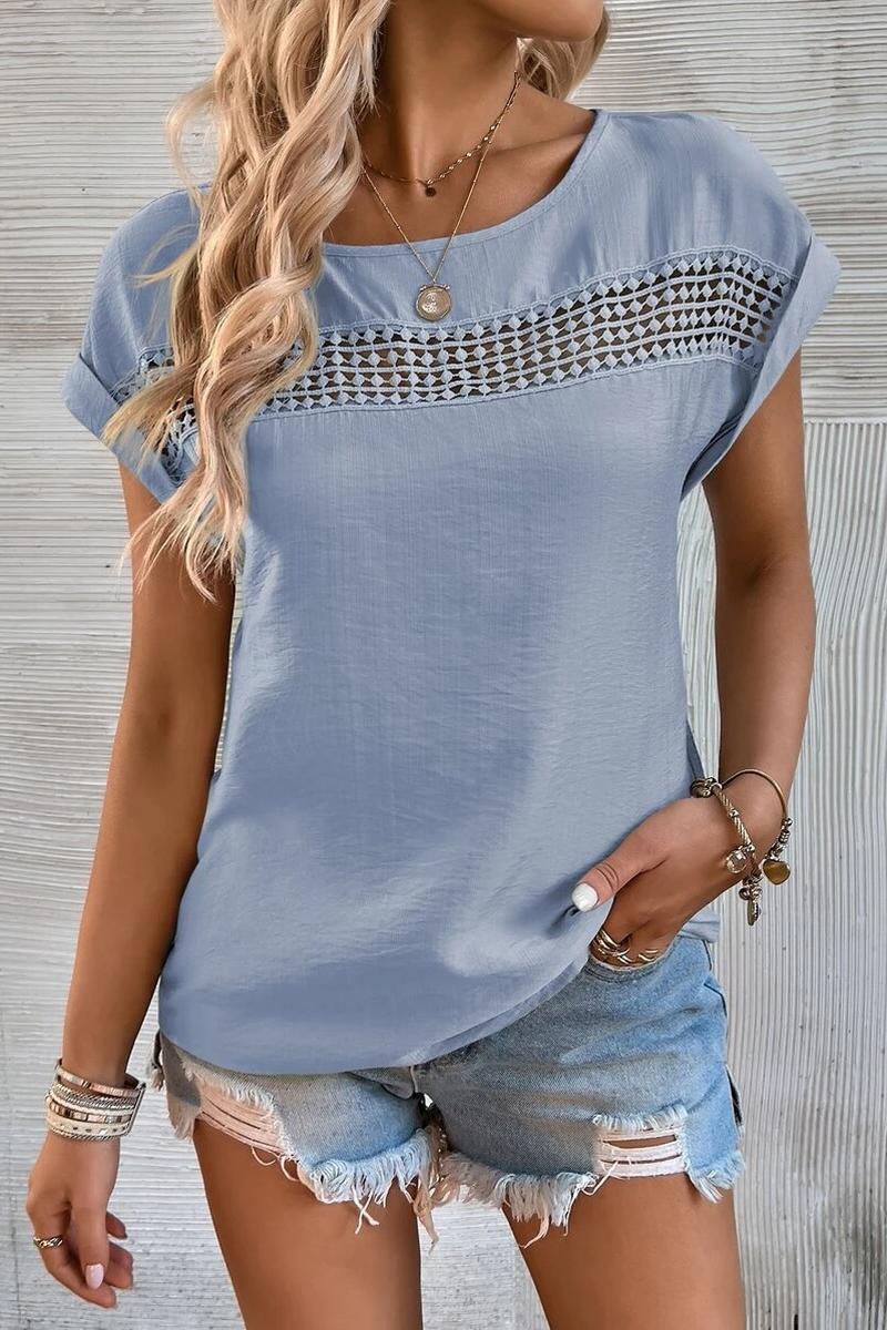 TBG Lace-Hem Short Sleeve Top