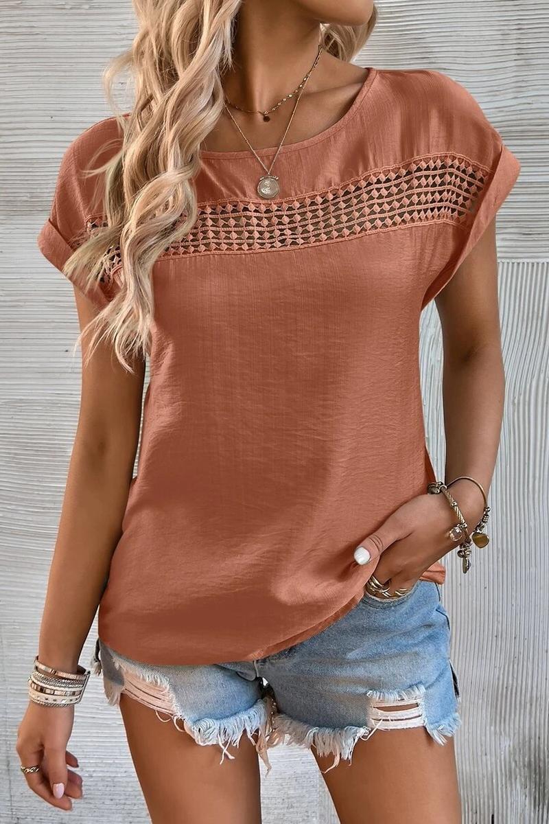 TBG Lace-Hem Short Sleeve Top