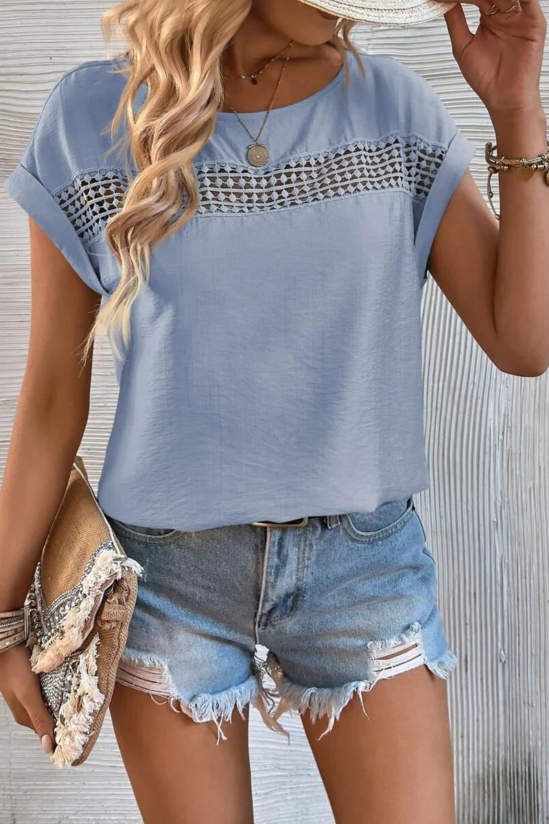 TBG Lace-Hem Short Sleeve Top