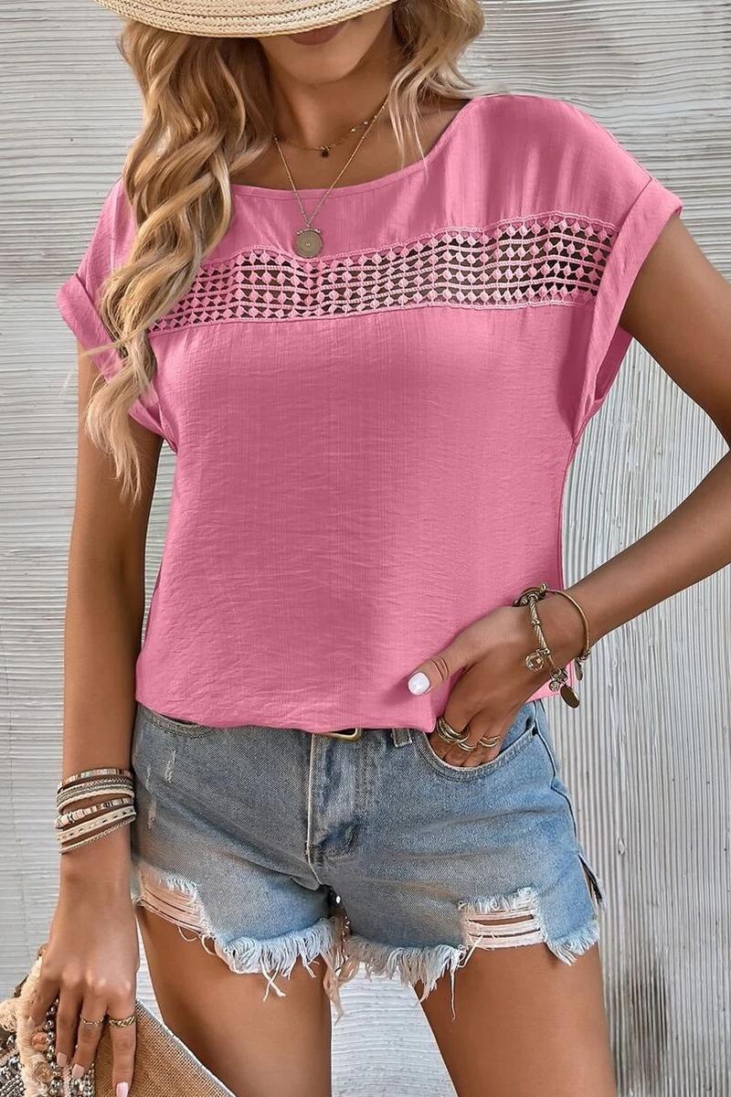 TBG Lace-Hem Short Sleeve Top