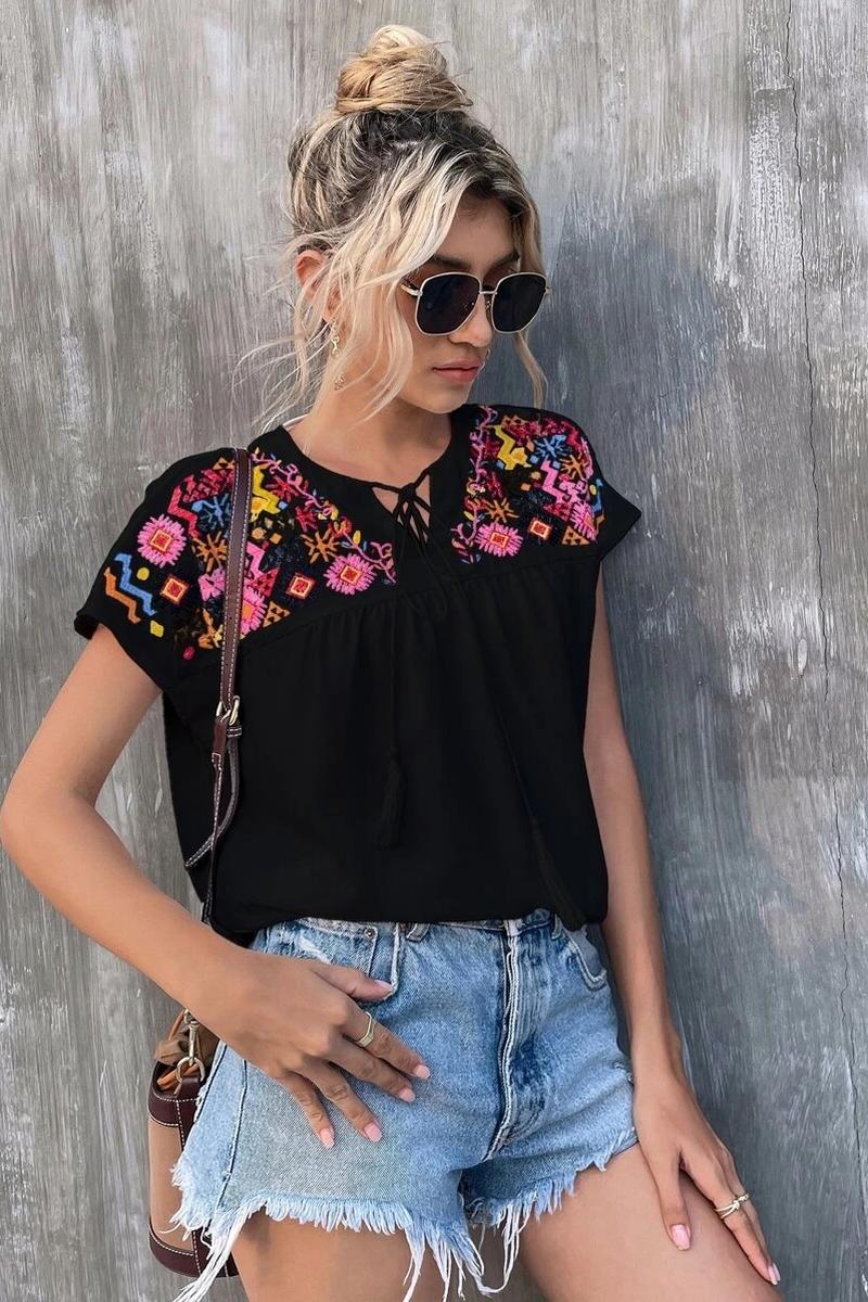 TBG Embroidered Batwing Shirt