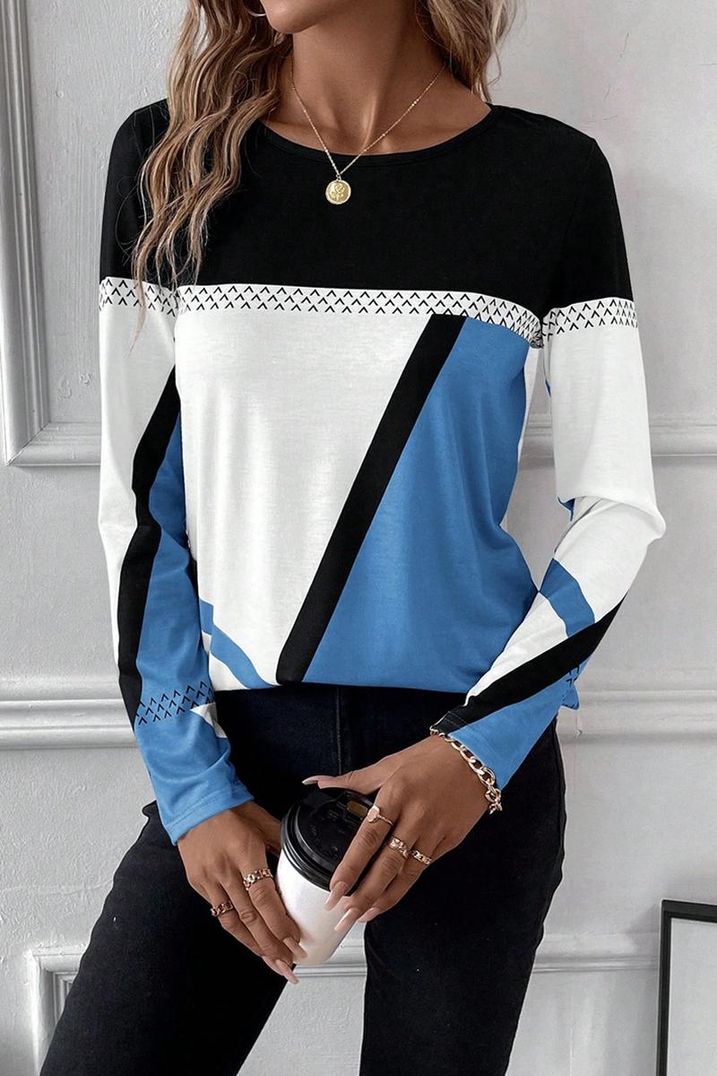 TBG Geometric Print Color-Block Top