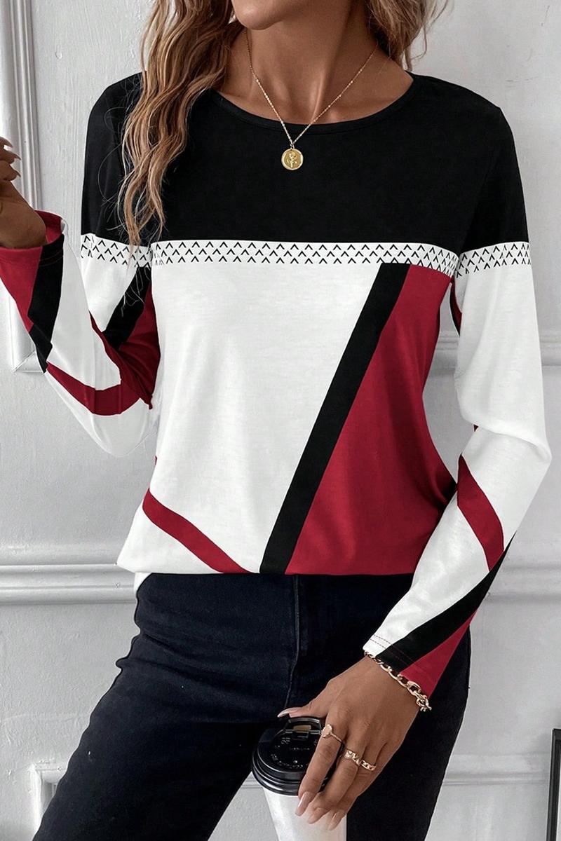 TBG Geometric Print Color-Block Top